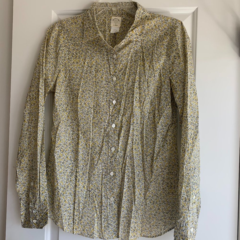 J. Crew Perfect Shirt Yellow Floral Cotton Size 6 | OFFERS WELCOME